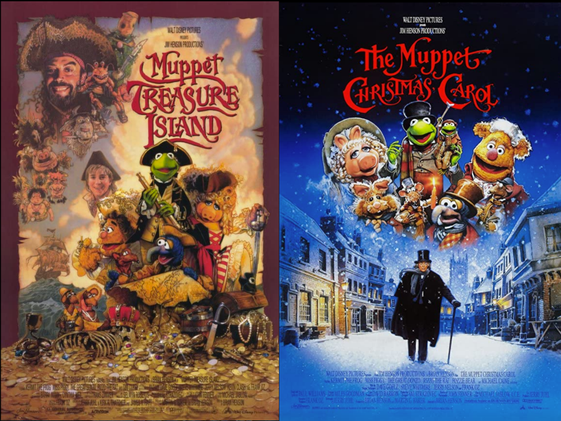 The theatrical posters from "Muppet Treasure Island" and "The Muppet Christmas Carol."