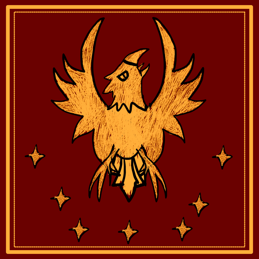 The emblem of the League of Creusa, an eagle and seven stars.